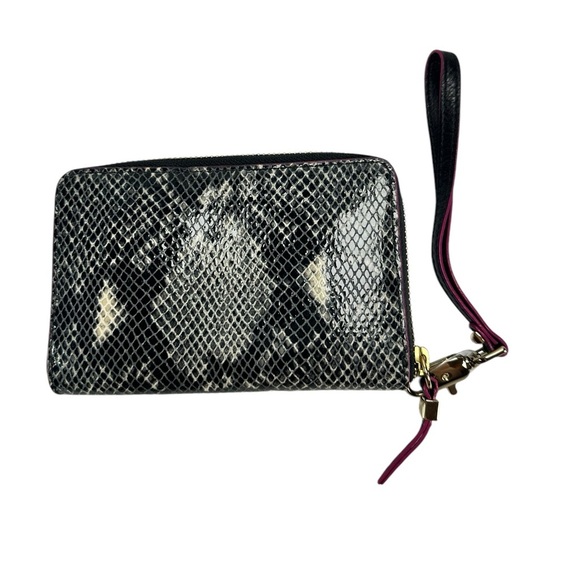 STELLA & DOT faux leather wallet wristlet 6”x 4” snake print - Picture 2 of 5